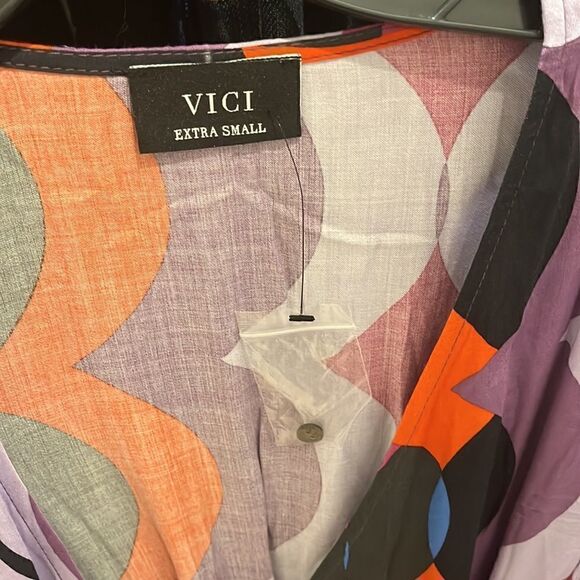 Vici collection long retro pattern print wrap dress XS NWT - Picture 2 of 4